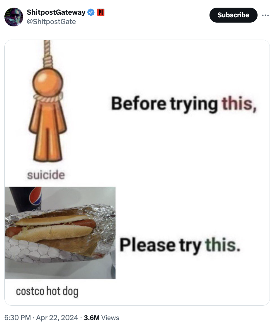 violin - ShitpostGateway ShitpostGate suicide Subscribe Before trying this, costco hot dog 3.6M Views Please try this.